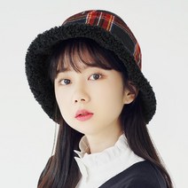라핑 체크라이트 벙거지 뽀글이 타탄 스웨이드버킷햇