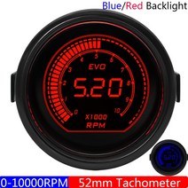 타코메타 회전계 자동 타코미터 타코 게이지 0 ~ 8000 RPM 미터 2 "52mm 가솔린 흰색 LED 포인터 12V, 01 Gauge