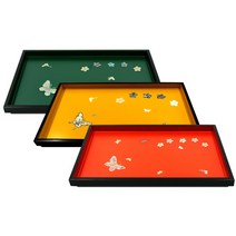 컬러 자개나비 사각쟁반D, 녹색