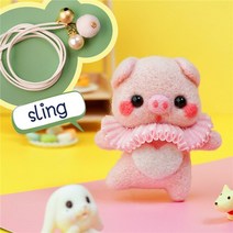 자수키트 자수도안 자수바늘귀여운 발레 곰 돼지 동물 DIY 양모 펠트 바늘 뜨개질 재료 패키지 바느질 수제, 06 color 7