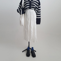 여성 쭈글이 주름 허리밴딩 플리츠 롱스커트