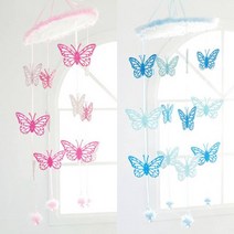 돌잔치 이벤트 행사 아기방 돌상 장식 소품 파티 장식 용품 아가방 꾸미기 BABY PARTY 나비 모빌 105cm - 2색 택1, 핑크