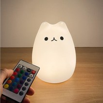 옆동네몰 실리콘 말랑고양이 취침 무드등 리모컨방식, 단품, 혼합색상