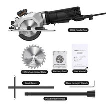 타일 컷팅기 레이저 레이저 커팅 가이드가 있는 전기 원형 톱 4.8 Amp 4-1/2 인치 3500RPM 목재 타일 및 플, 01 Black_03 UK