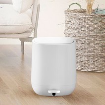 동글동글 심플 페달 휴지통 7L [WA9C551], 동글휴지통_백색회색