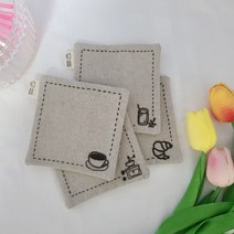 정다운공방 홈카페 사각 컵받침 티코스터 - 핸드메이드 프랑스자수 완제품, 커피잔