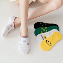 여성 스마일 덧신 페이크삭스 5켤레