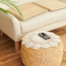 천연 라탄 수초 스툴 푸프 거실 미니 원형 쇼파 의자 신혼집 인테리어 소품 집들이선물