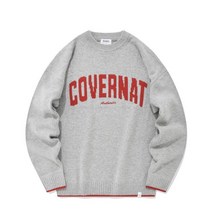 커버낫 아치 로고 크루넥 니트 멜란지 그레이