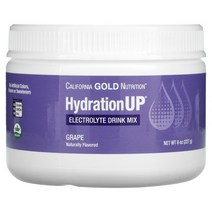 캘리포니아 골드 뉴트리션 Hydratio 하이드라티오nUP Electrolyte 전해질 이온 드링크 믹스 포도맛 8oz 227g, 8 oz