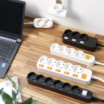 국산 접지 멀티탭 일반 1.5m 2구 3구 4구 5구 6구 화이트 블랙 멀티 콘센트, 4m 블랙, 개별형 4구