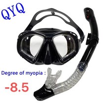 스노쿨링장비 스노클링 마스크 프리다이빙 센터스노클 공식 QYQ 스노클링 마스크 광학 렌즈 정장 성인 유니, 16 -8.5