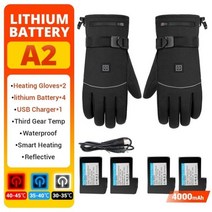 열선장갑 방수 오토바이 장갑 온열 USB 핸드 워머 전기 배터리 구동, A2 With 4pcs Battery
