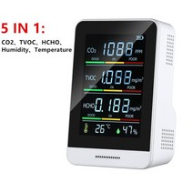CO2측정기 5 in 1 공기질 모니터 가정용 공기질 감지기 오염 테스터 coco2hchoaqitvoc 일산화탄소 센서 co2 미터 54, 5-In-1 2