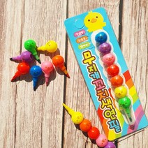 600 무지개 꼬치색연필 1개 랜덤-줄줄이 동그리 7색 답례품 생일선물
