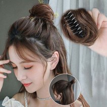 볼륨 가발 집게핀 여자 똥머리 당고머리 만두머리 올림머리 부분가발 가발집게핀 가발핀 부분가발*, 02.곱슬머리-다크브라운