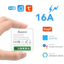 전기타이머 16A Tuya Wifi 스마트 스위치 지원 양방향 제어 타이머 무선 홈 오토메이션 라이프 알렉사 구글과 함께 작동, [01] White, White