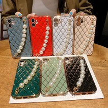 삼성 갤럭시 노트20 노트20울트라 N981 N986 예쁜 퀼팅 디자인 핸드 그립 진주 스트랩 젤리 실리콘 핸드폰 케이스 HT1060