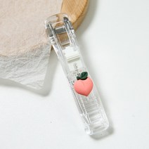 일호장신구 투명 과일 클립퍼 클립 집게 문구 사무 용품 학생 학용품 서류철, 투명과일클립퍼(복숭아), 투명클립퍼리필8EA(칼라랜덤)