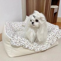 여름 예쁜 청순 플라워 레이스 소형 애견 쿠션 매트 비숑 말티즈 푸들 쏘오옥, 베이지 플라워