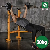 [반석스포츠] 비에스 헬스용품 그랜드 벤치프레스 30kg 세트 (중봉 150cm + PVC, 상세 설명 참조