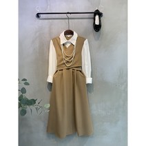 (당일발송)비카 셔츠 레이어드 랩 리본 원피스 2color