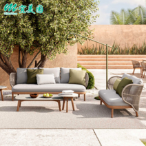 야외바베큐장 테라스 야외 소파 안뜰 빌라 발코니 등나무 의자 커피 테이블 가구 조합 일광 욕실 방수 자외선 차단제, [14] 테이블 1개 의자 6개, [01] 콤비네이션