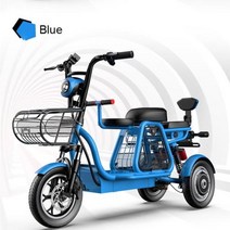 전기 자전거 전동 배달 12 인치 3 륜 부모자녀 국가 표준 가정용 48V 아기 엄마와 아이와 함께 Ebike, blue+30ah battery