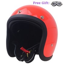 TT amp CO CASCOS 바이크 오토바이 헬멧 3/4 하프 스쿠터 빈티지 유리섬유 카스코 모토 오픈 페이스 레트로 베스파 고글 바이크헬멧 오토바이헬멧, [05] XXL, [06] orange