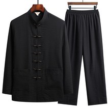 쿵푸의상 도복 전통의상 빈티지 당나라 세트 남자 자수 태극권 정장 가을 Hanfu 의류 중국 스타일 남성 무