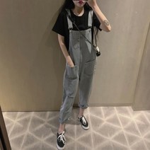 DAPANDA 멜빵 달린 찢어진 청바지는 부드러운 배기핏으로 슬림핏 메쉬 레드 미니 점프슈트