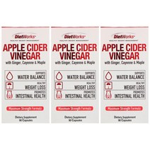 DietWorks Apple Cider Vinegar 다이어트웍스 애플사이다 비니거 90캡슐 3병 생강뿌리 카이엔 열매 함유