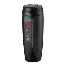 YR-2188 차량용 스마트 텀블러 차량용 커피포트 12V~24V통용 450ml 터치패널 블랙 전기포트 차량용포트 카포트, 블랙단품