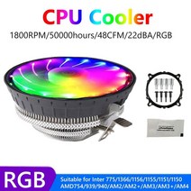 냉각 cpu 쿨러 팬 3pin 1800rpm rgb 사일런트 라디에이터 for intel lga amd 1151 quiet ventilador 컴퓨터 부품 new hot sale