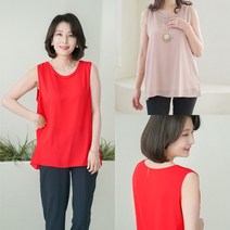 쉬즈마담 T55815 B이중라운드넥 심플롱나시 엄마옷
