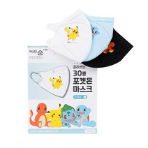 어린숨 엣지 포켓몬스터 아트심볼 새부리형 컬러마스크 유아용 뉴초초소형, 30개입, 1개, 혼합색상