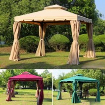 농막 파고라 테라스 스카이어닝 전원주택 썬테크 정자, 3x3m 두께80단기둥+거즈커튼