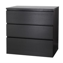 이케아 MALM 말름 3칸서랍장 80x78 cm 서랍장, 블랙브라운 303.546.22