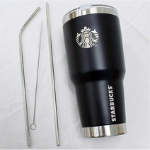 스마트잡동사니 스타벅스 대용량 더블링 텀블러(스테인레스 빨대2개 + 빨대세척솔) 900ML, 스타벅스더블링 블랙