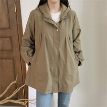 셀러허브 패션 여성 롱 윈드브레이커 주머니 야상 후디 자켓