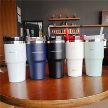 스타벅스 DT스탠리프렌치 빨대 텀블러 텀블러 대용량 스테인레스 보온보냉 텀블러, 591ML, 네이비