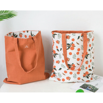 [국내당일배송] 베스트샵 양면 에코백 천가방 장바구니 캔버스백 (6컬러) / 과일 캐릭터 어린이집 준비물 가방