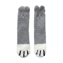 여자 겨울 푹신한 슬리퍼 크루 양말 만화 3d 귀 고양이 발 자수 kawaii 두꺼운 아늑한 따뜻한 바닥 수면 양말