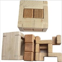 치매예방퍼즐 게임 클래식 IQ 3D 나무 연동 버 퍼즐 듣기 잠금 하노이 타워 마인드 두뇌 티저 키덜트, KM05