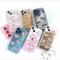 엘마 아이폰14프로맥스 멍뭉이 디자인 반짝반짝 글리터 케이스
