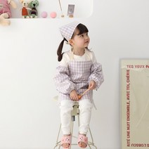 유아 방수 앞치마 두건 팔토시 세트 아기 키즈 어린이앞치마 어린이집, 03.방수앞치마+두건+토시SET, 03.보라체크