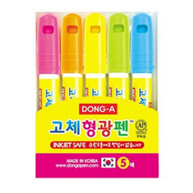 동아연필 고체형광펜세트 원형, 5색, 12개
