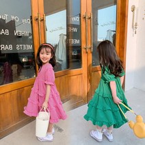 여아 자매룩 바캉스룩 여름 반팔 조이 체크 캉캉 롱 원피스 치마 스커트 2color