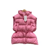 한국의 동대문 가을/겨울 디자인 센스 마이너 드로우 스트링 모자 민소매 면 패딩 재킷 조끼 여성