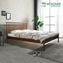 우아미가구 모노 헤베아 원목 퀸 침대+독립7존매트 FC5015, 브라운